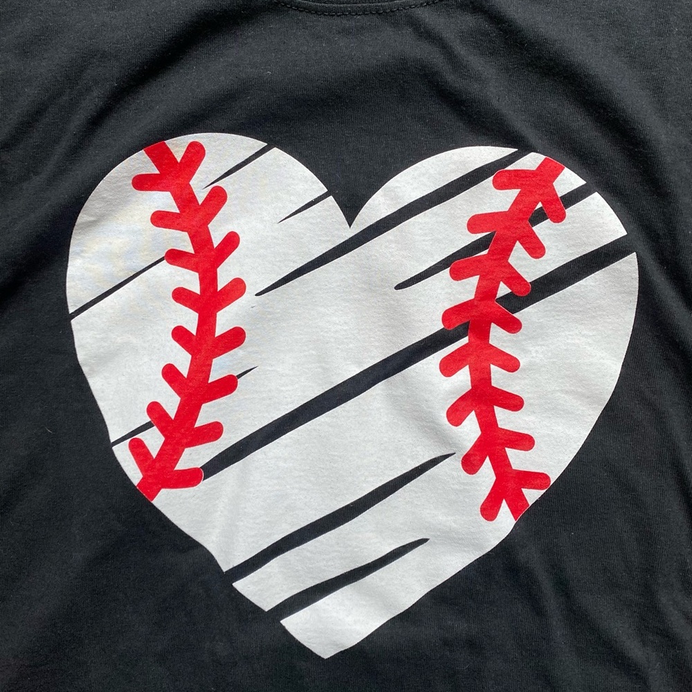 Black Gildan Baseball Heart T-Shirt